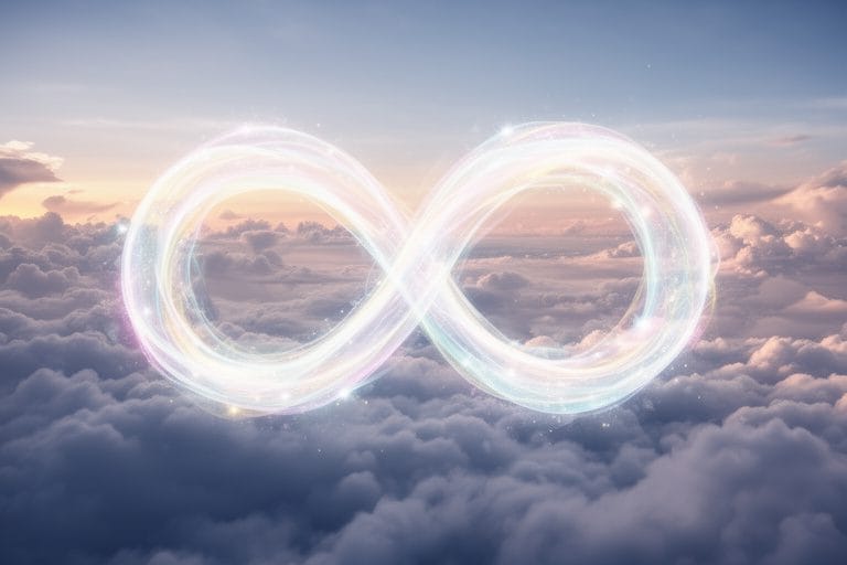 a beautiful ifinity symbol floating among clouds